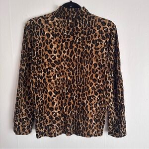 Jones New York Leopard Print Mockneck Longsleeve Top